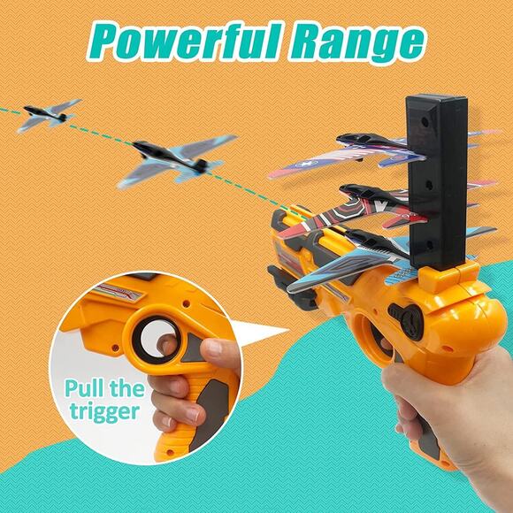 Bubble Plane Toy, Ejection Model Foam with 8 Pcs Glider Launcher, Outdoor - Picture 8 of 12